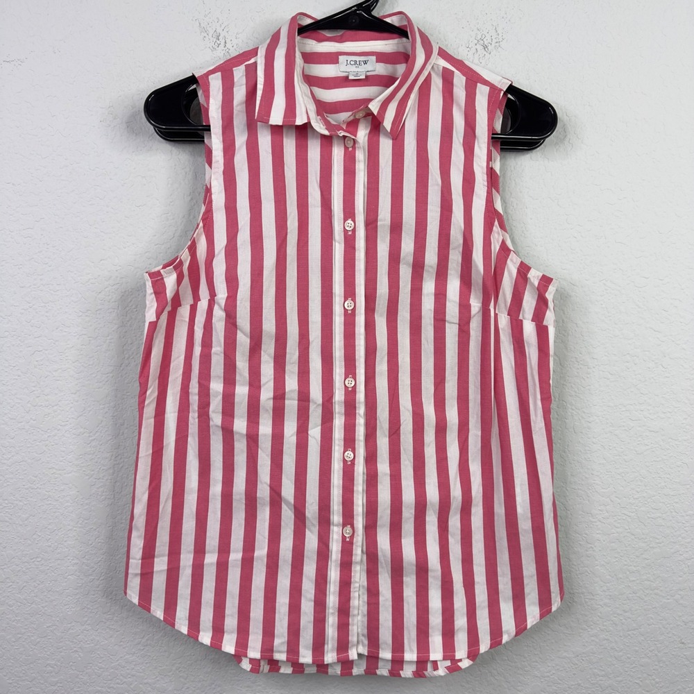 J.Crew Shirts Womens‎ S 2PC Bundle Pink Green Striped Sleeveless Button Preppy